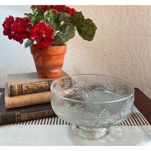 Vintage Tiara Ponderosa Pine Clear Footed Serving Bowl by Indiana Glass